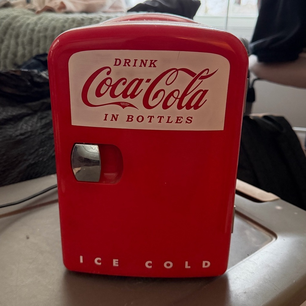 Coca-Cola Red Mini Fridge with Classic White Logo